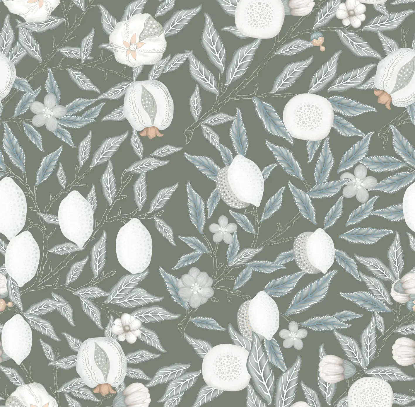 Mural Membrillos Verde Seco